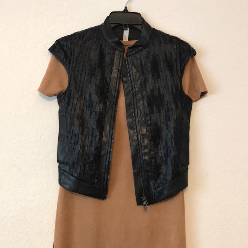 Mural faux leather vest